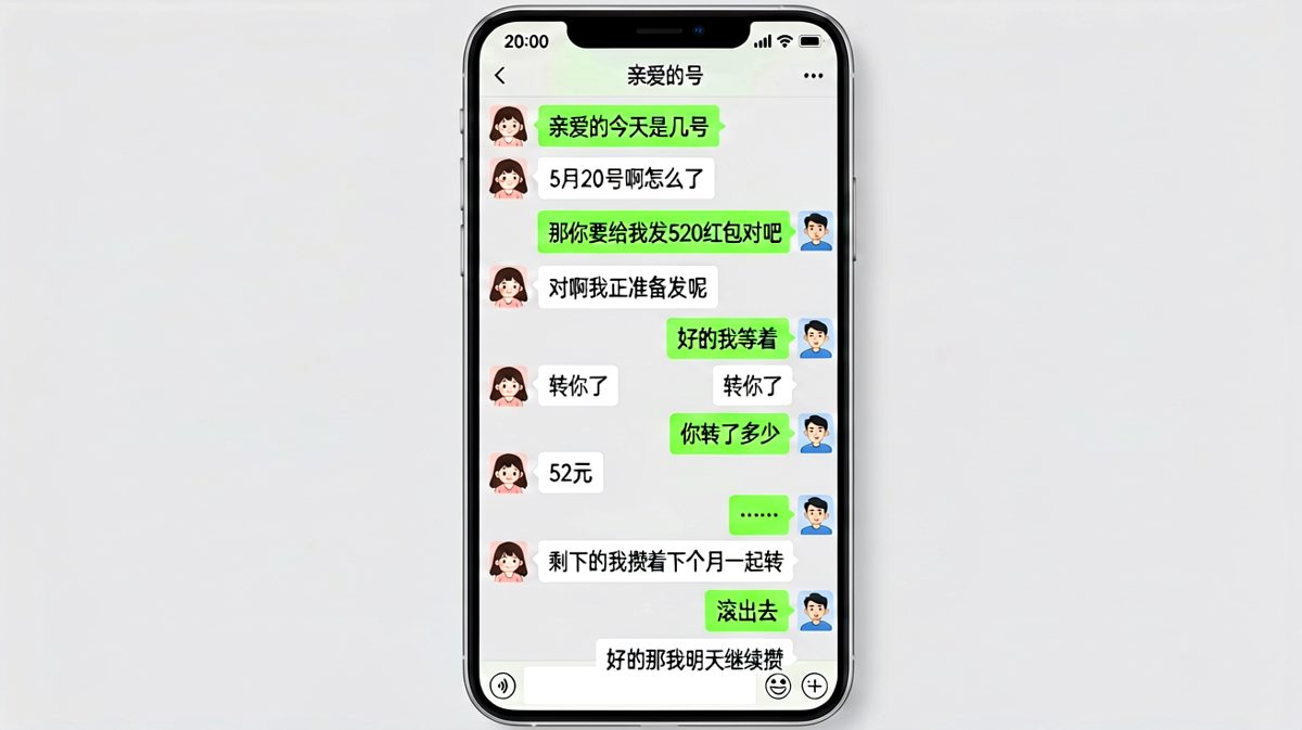 男友只转了52块还要分期还520，女友彻底无语