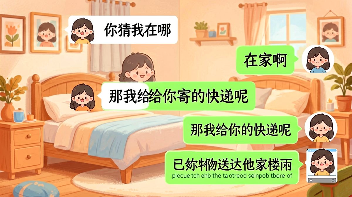 女生测试男友是否记得自己寄的快递，男生一脸懵。