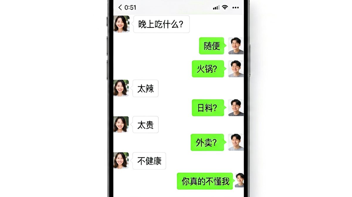 问女朋友吃什么是当代情侣的最大送命题