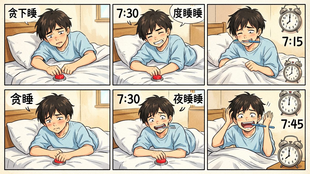 贪睡按钮一按再按，时间悄悄溜走