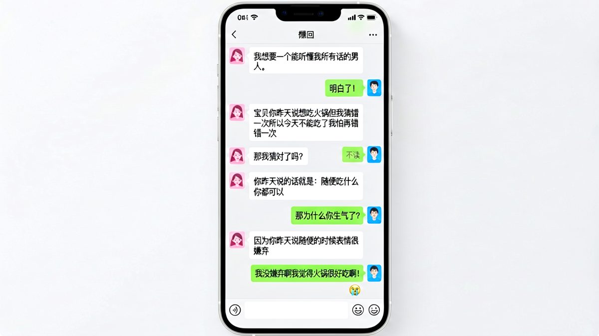 男生以为「随便」是真的随便，结果每次猜都是错的。