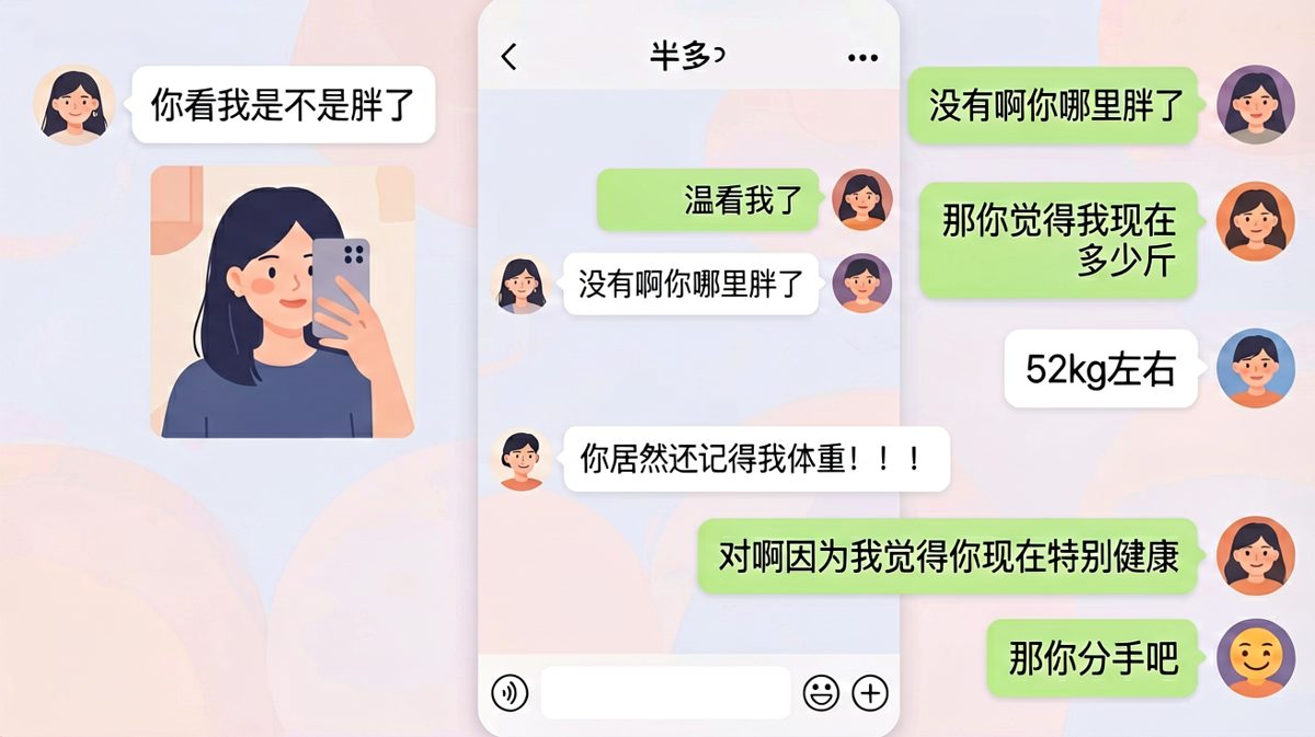 记住体重是送分题，还是送命题？男生全军覆没。