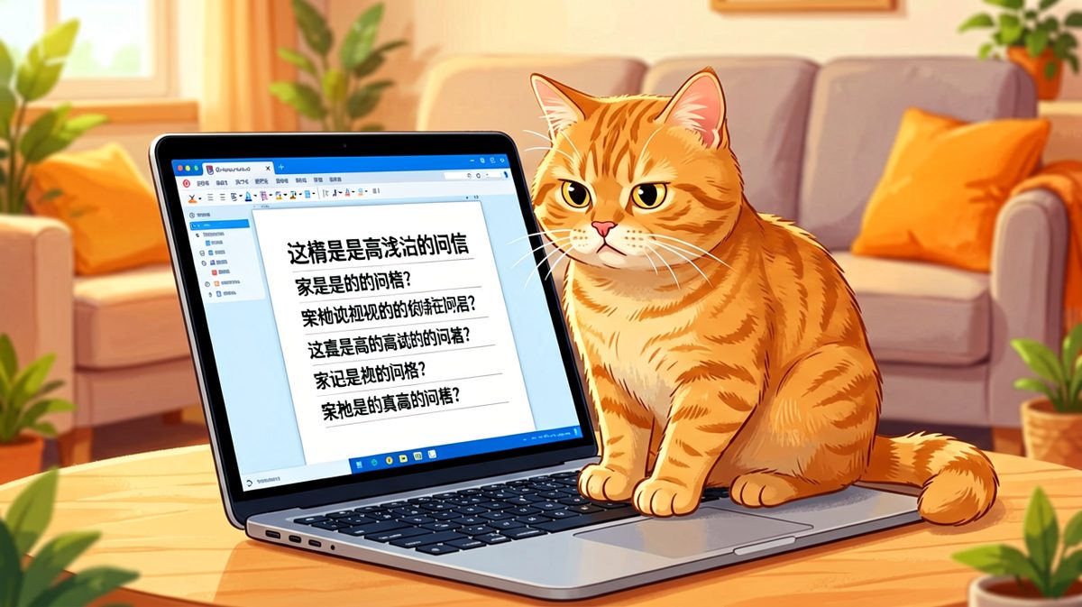 这只猫以为自己在写代码，其实只是在帮你删掉一半的文档