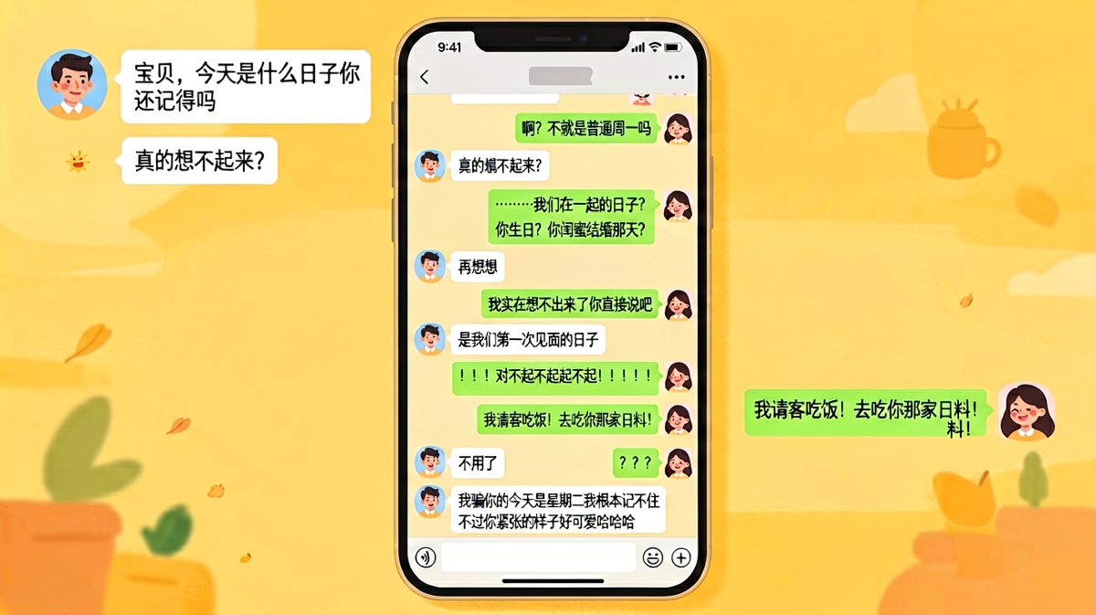 假装忘记纪念日测试女友反应，结果女友秒慌之后发现是个假测试。