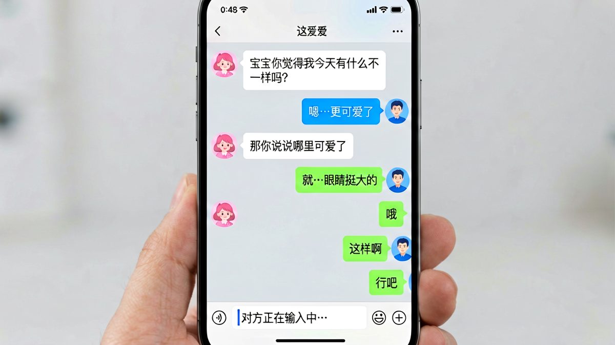 男生以为夸两句就能过关，结果女生连发三条冷处理