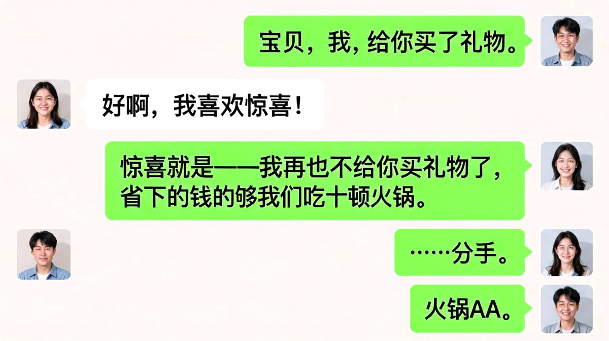 男生本想浪漫结果翻车，最后的AA制让人窒息
