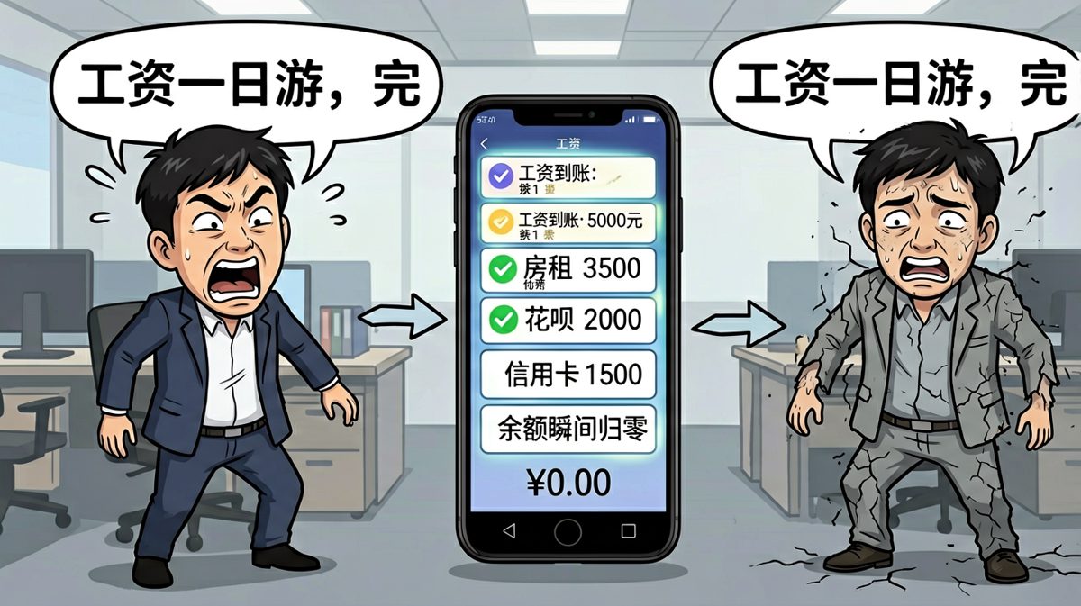 工资只是在我银行卡里住了一晚