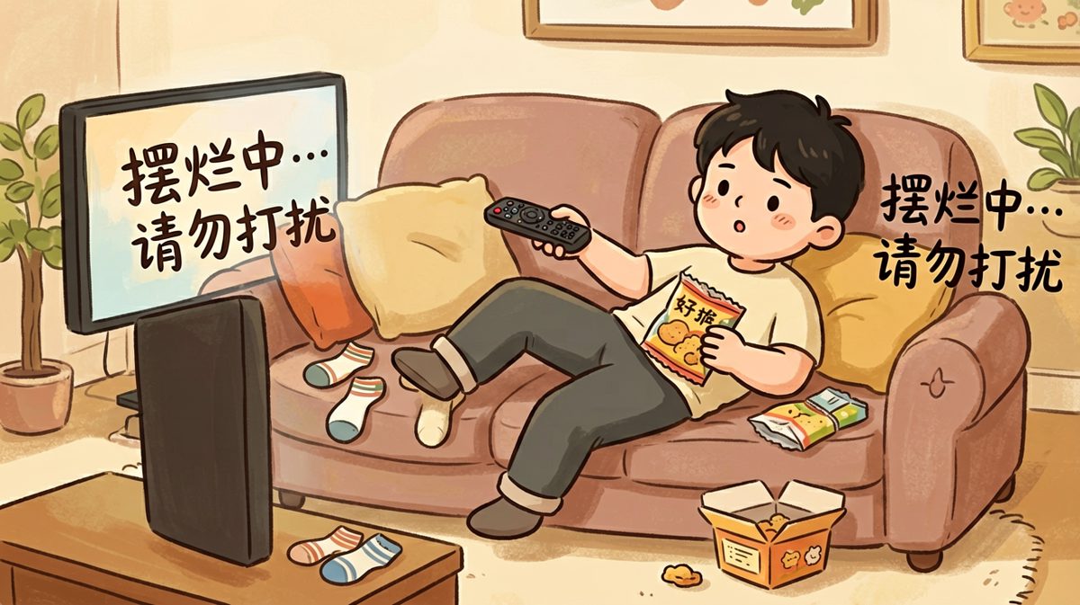 人生大事：今天也要努力躺平，绝不辜负沙发。