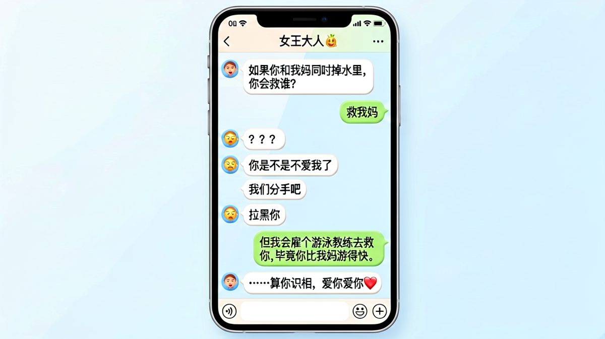 送命题被男生用逻辑闭环完美化解。