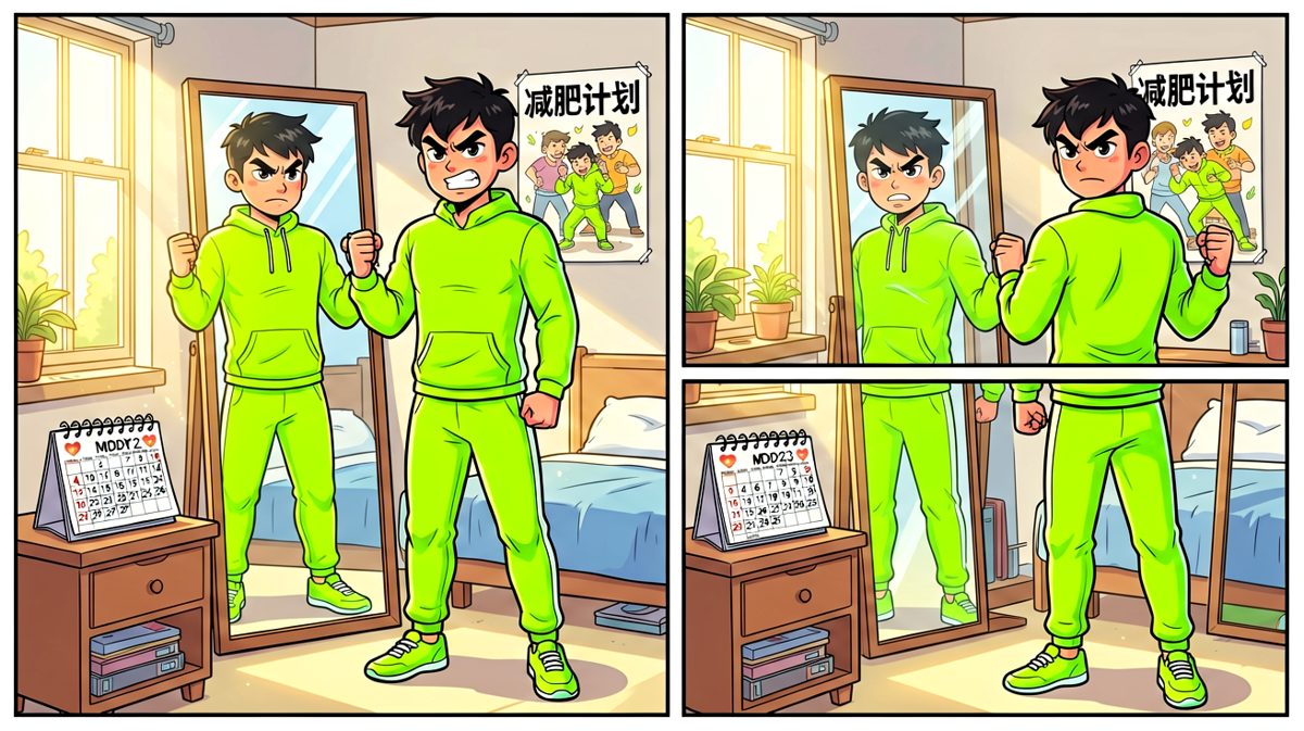 雄心壮志：减肥第一天，我能行！