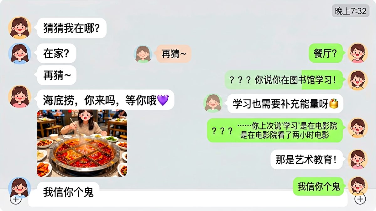 嘴上说学习，其实在涮毛肚