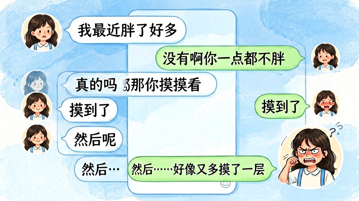 嘴上说没胖，手上诚实地多摸了一层