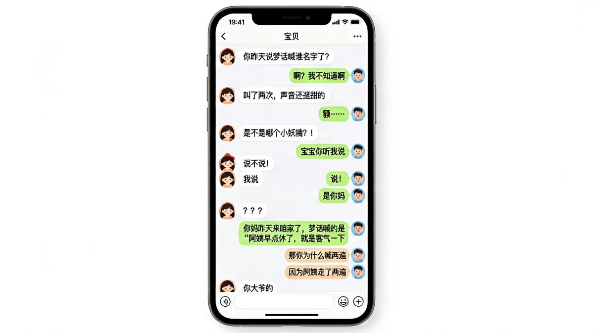 女生追问"梦话喊谁名字"，结果喊的是对方的妈妈——而且是因为妈妈来了两趟。