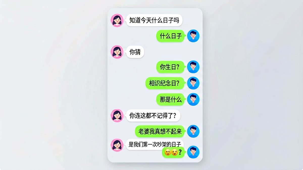 她问我记得什么日子，我猜错了一次