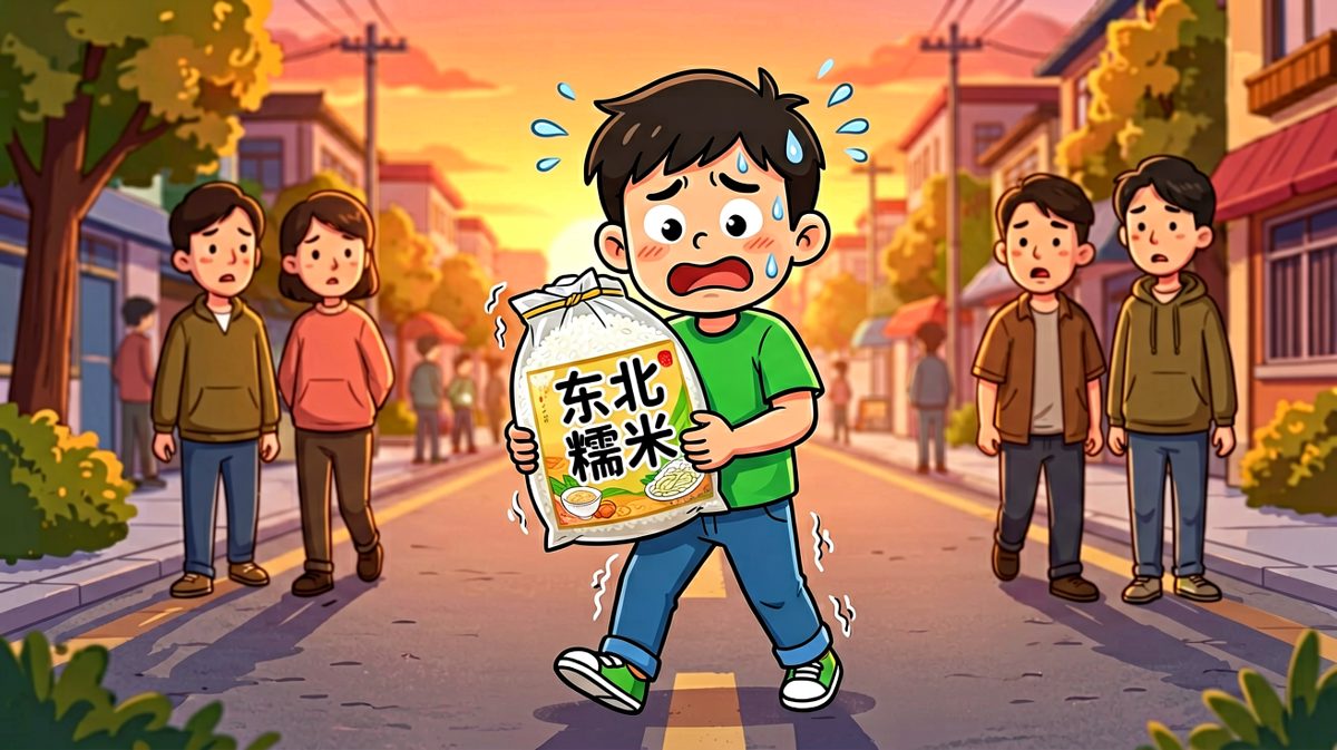 拎着最重的米袋艰难回家