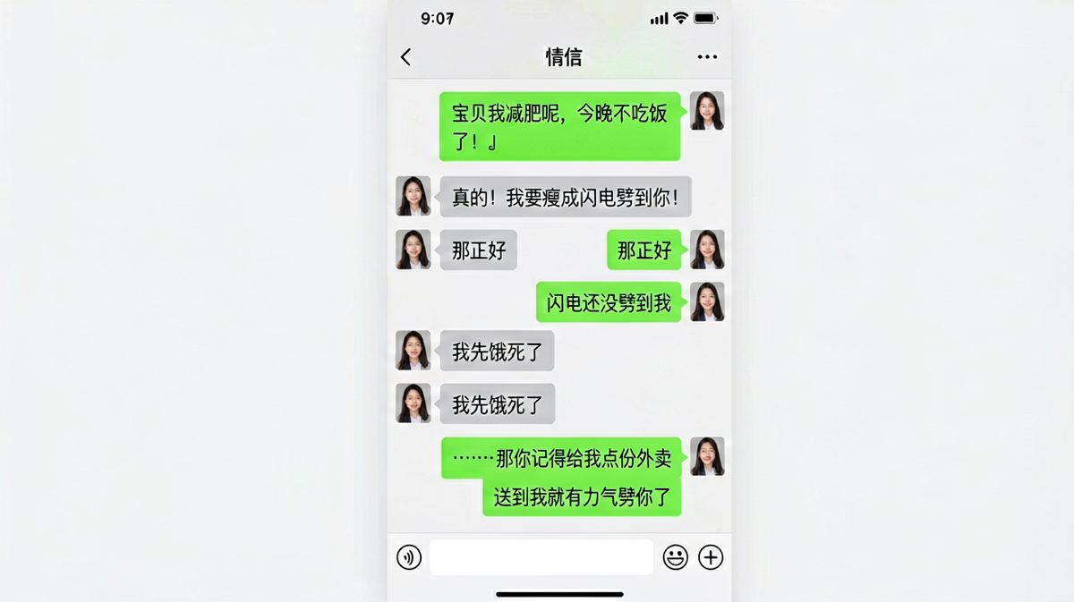 女生宣布减肥，结果下一秒就要男生点外卖