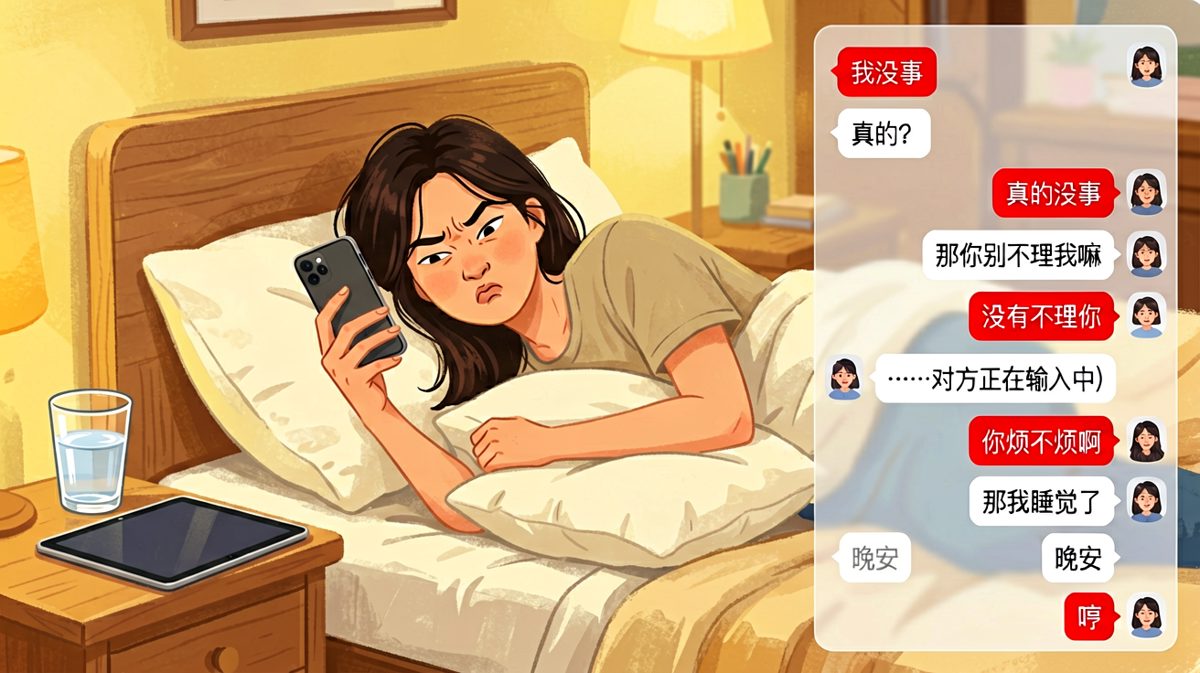 嘴上说着「没事」，心里却在疯狂输出——典型的口是心非现场。