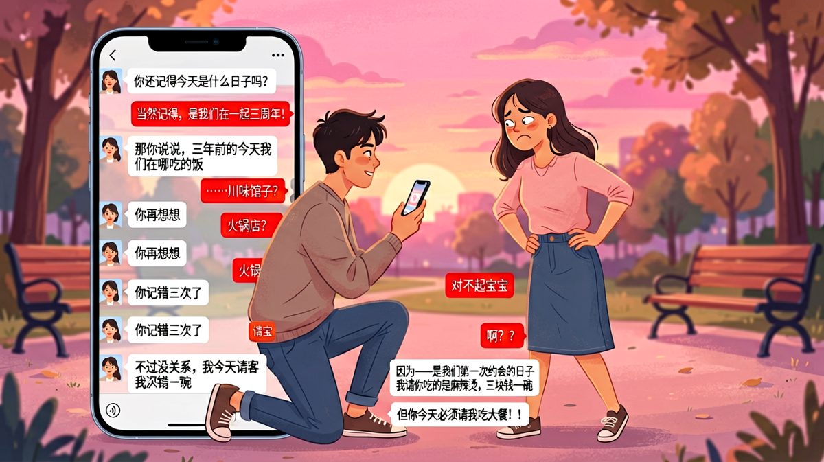 男生以为自己在准备惊喜，其实女生只是在等一个请客的机会。