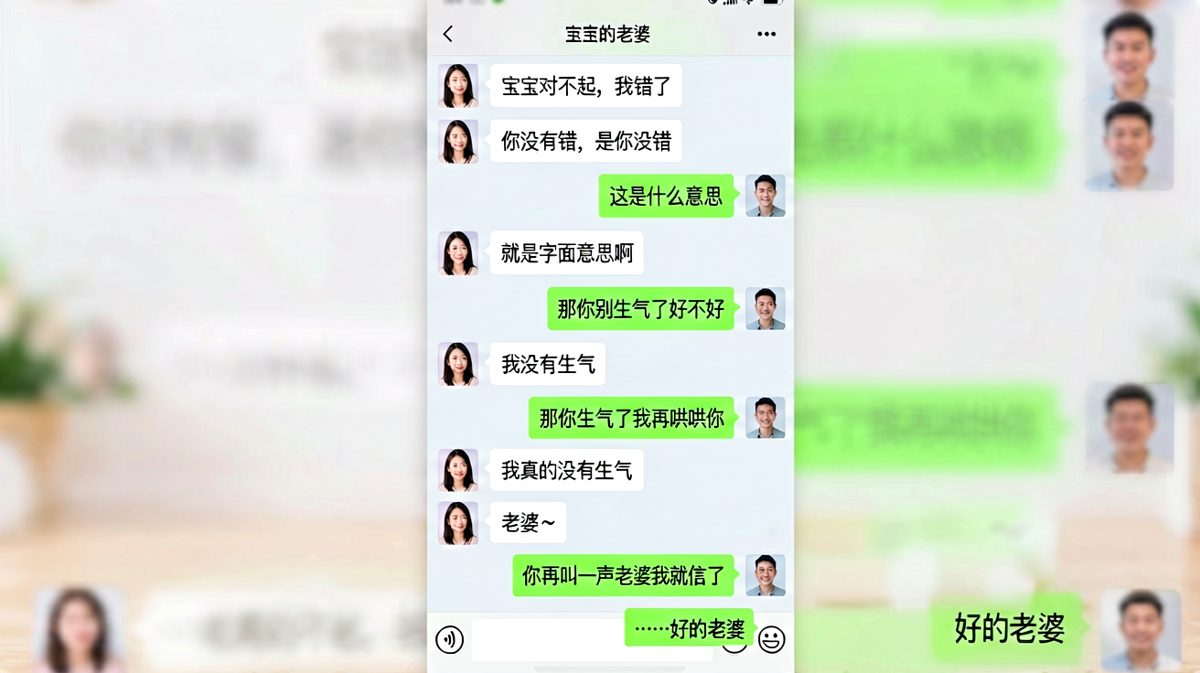 '我没有生气'的正确翻译：快哄我，立刻，马上。