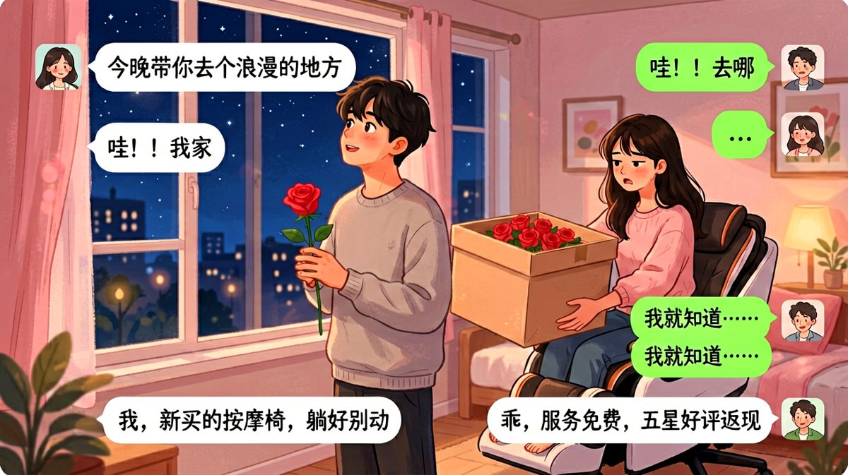 浪漫夜晚的终极反转：不是烛光晚餐是免费按摩，男生泪目