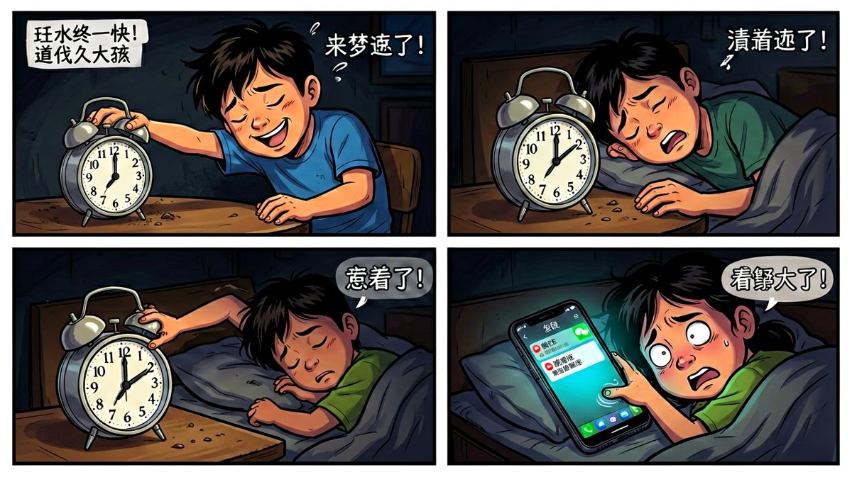 闭眼盲按，却误关了室友的手机。