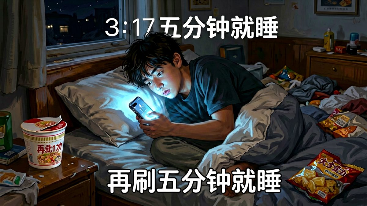 深夜：再刷五分钟就睡！结果天亮了