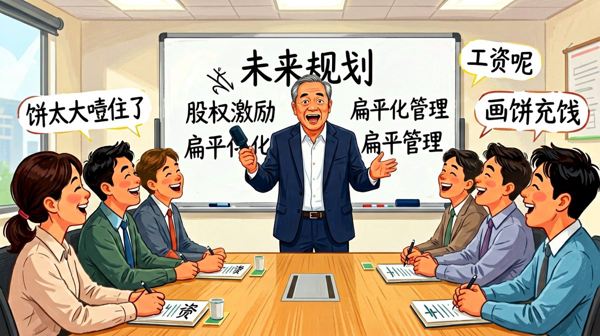 老板画的饼：又大又圆，就是不能当饭吃