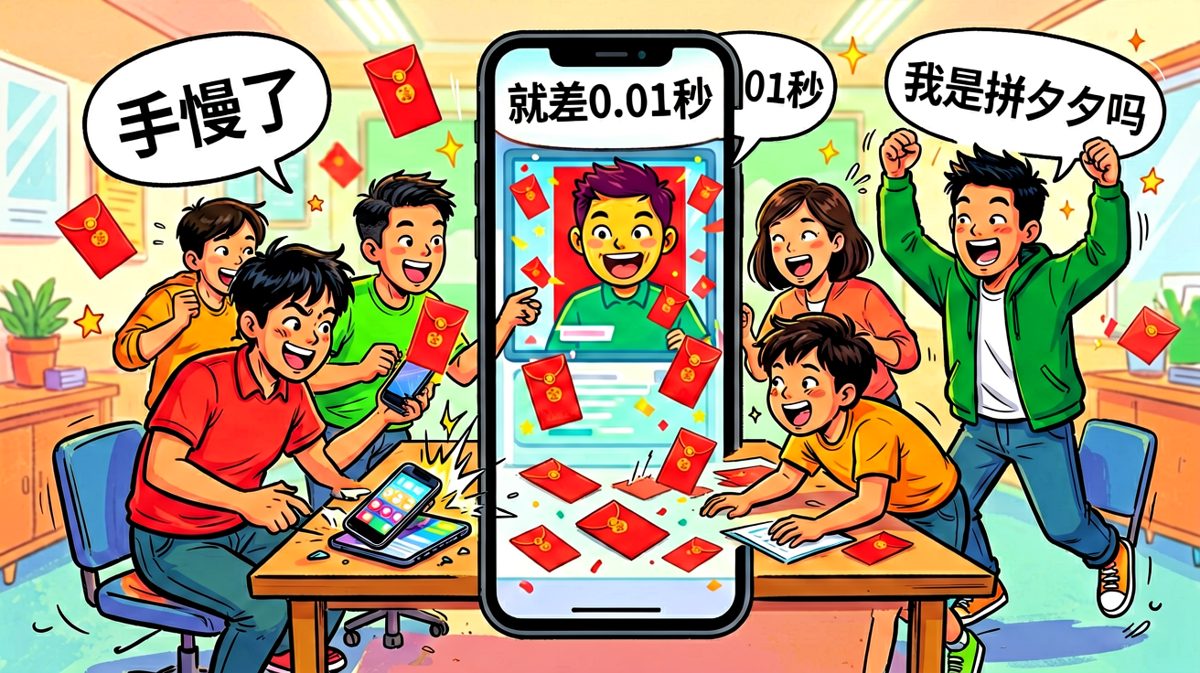抢红包的手速：考试时没有，游戏里也没有，唯独这里巅峰