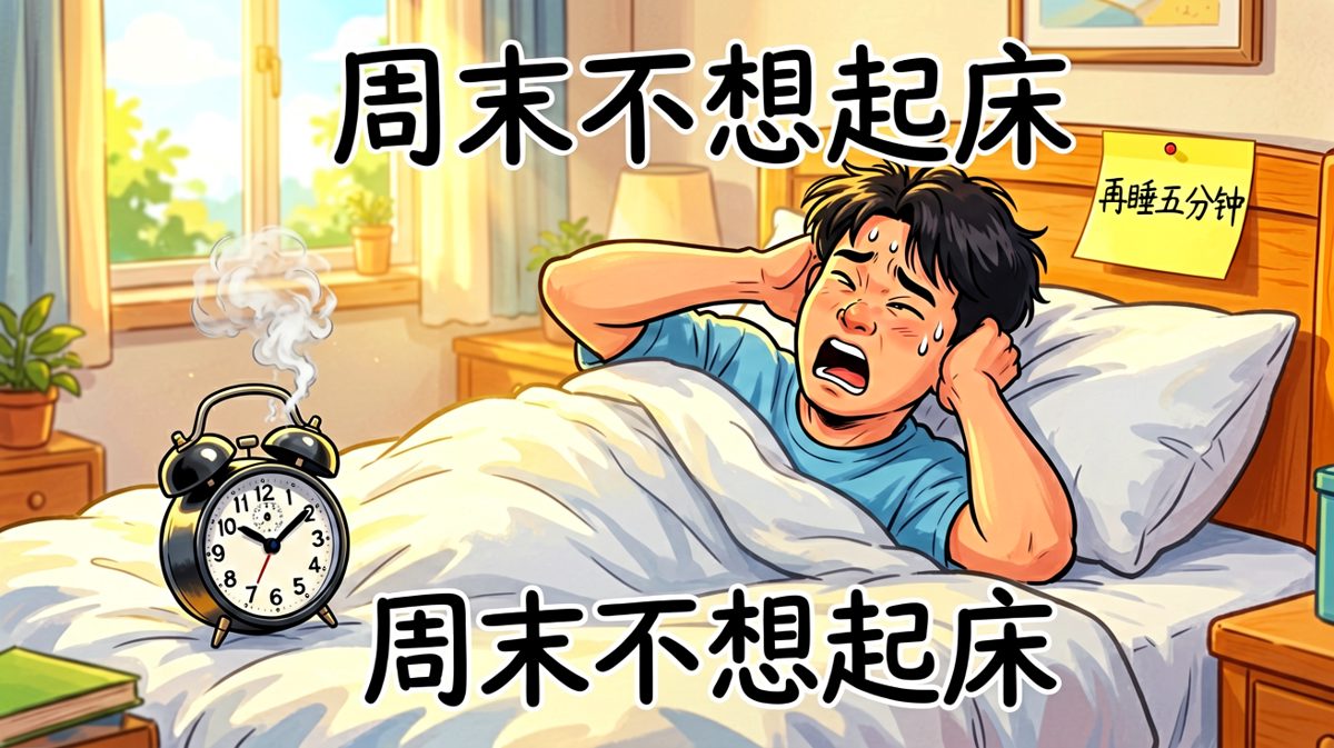 周末赖床困难的真实写照，闹钟也拿你没办法。