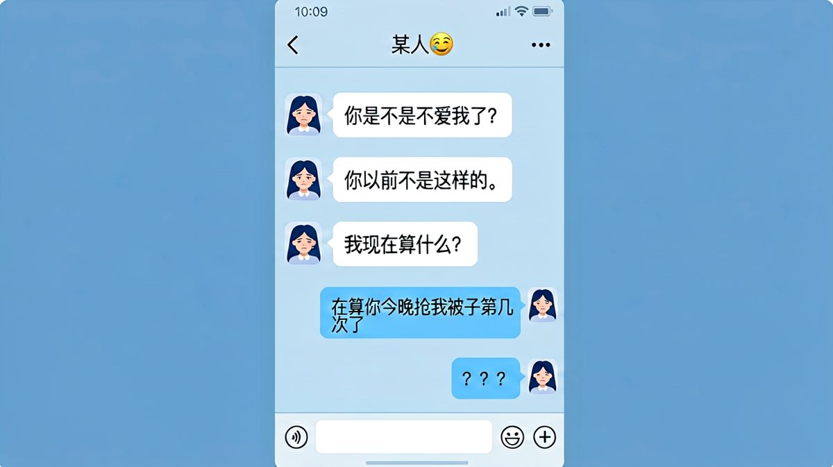 女生小题大做谈感情，男生冷静分析抢被子
