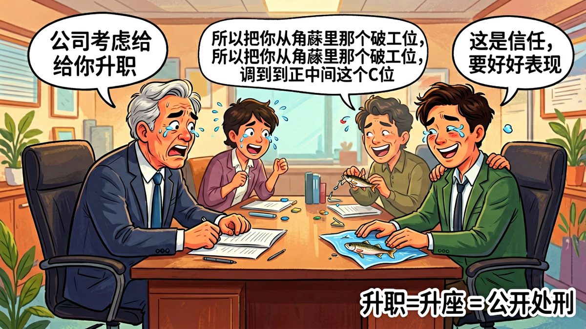 老板：给你升职！员工：从角落C位到正中间C位（全是C，没有薪）