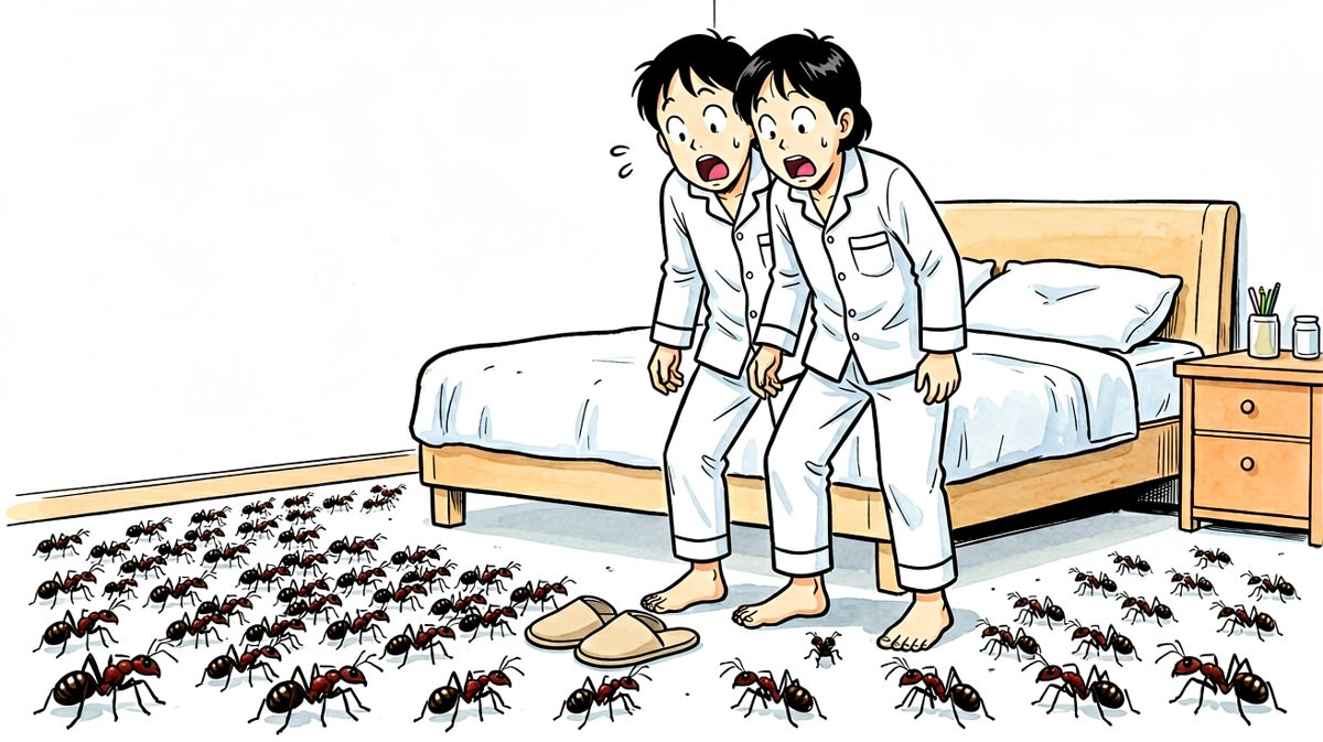 拖鞋被蚂蚁抢走了，尴尬地站在原地