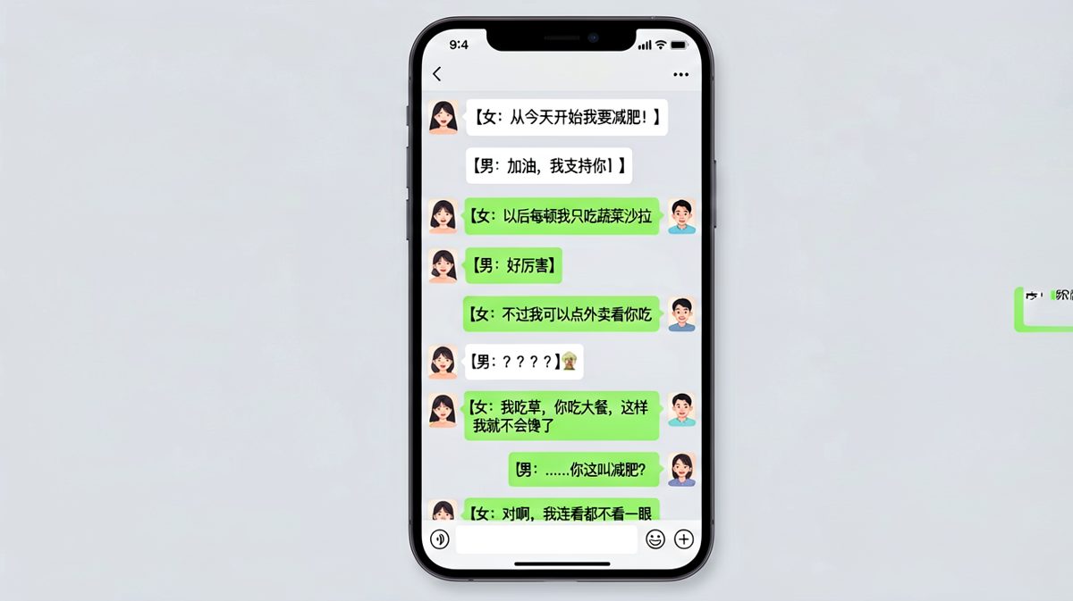 女生说减肥却靠「看别人吃」来克制，逻辑满分却漏洞百出。
