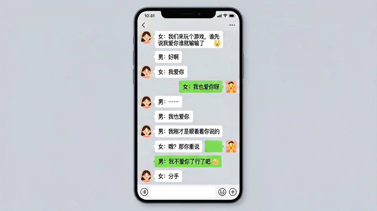 一场「谁先表白谁就输」的游戏，最终以男生哭着认输告终。
