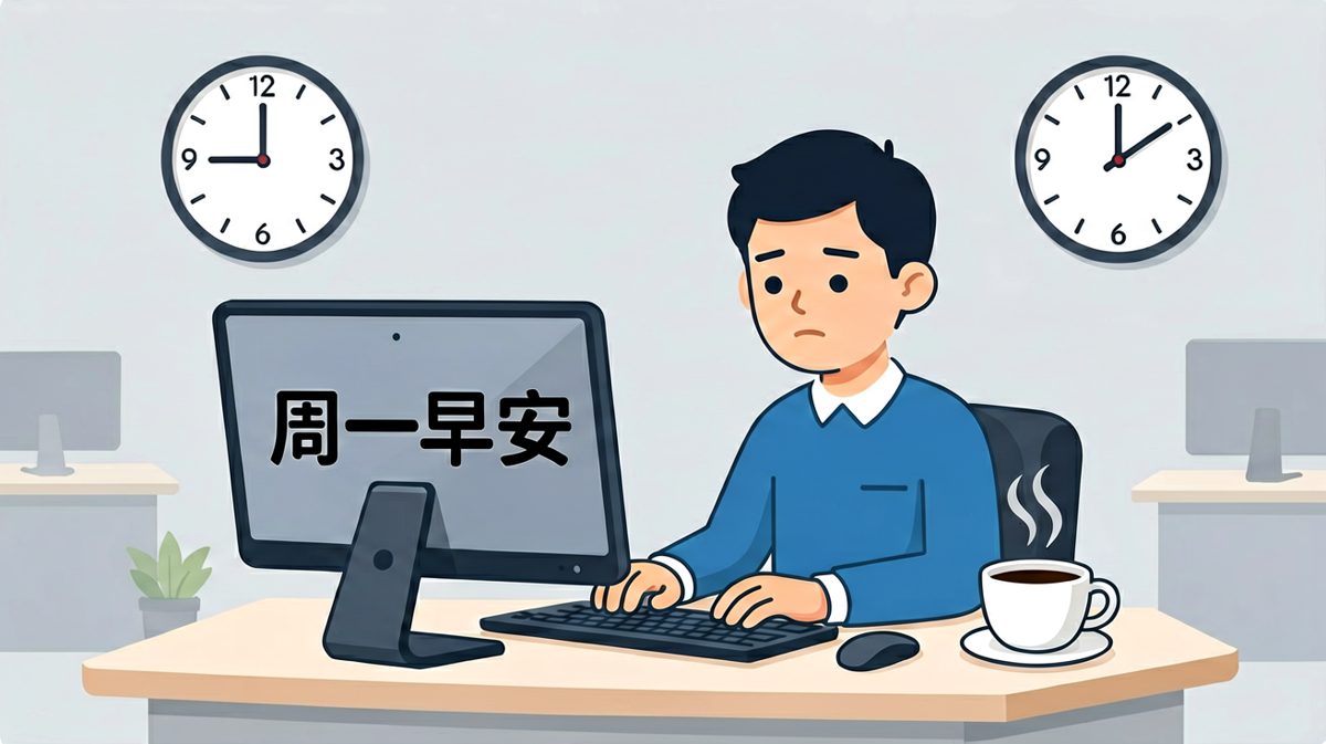 周一早上九点，灵魂还在床上，身体已坐在工位