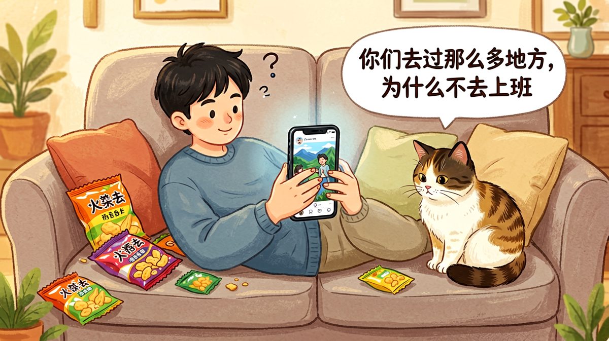 别人的人生：诗和远方，我的人生：床和外卖