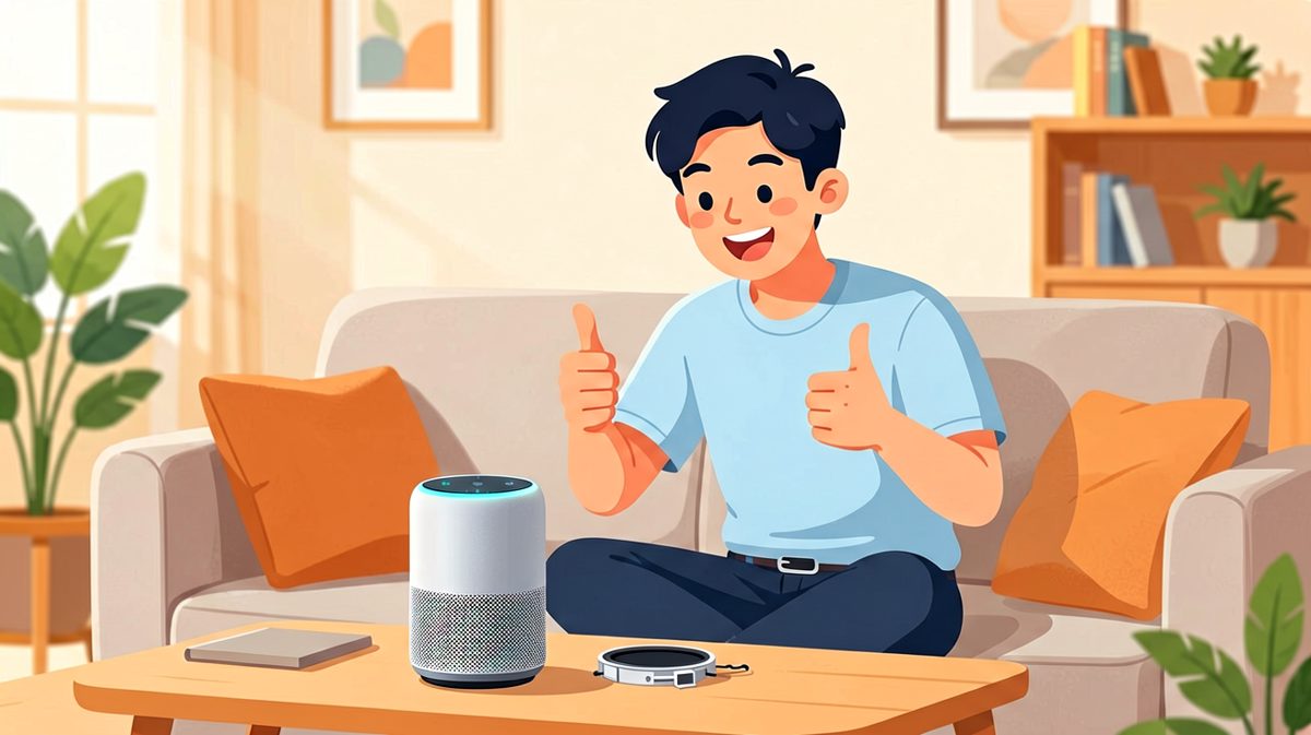 第一格：新买智能音箱，决定试试语音点外卖