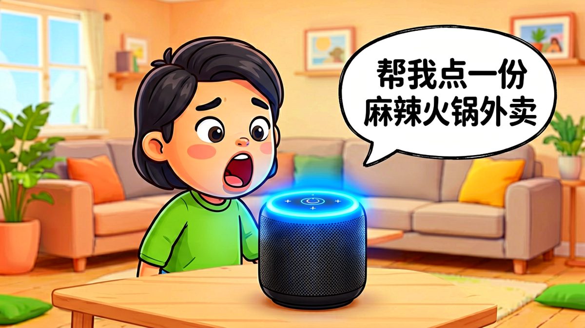 第二格：对着音箱说要点麻辣火锅外卖