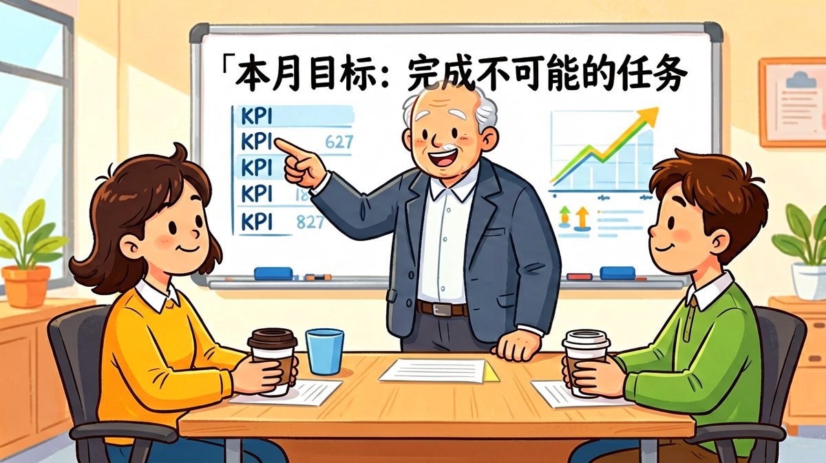 老板：这个月目标有点高……员工：没关系，我之前也是这么跟老板说的。