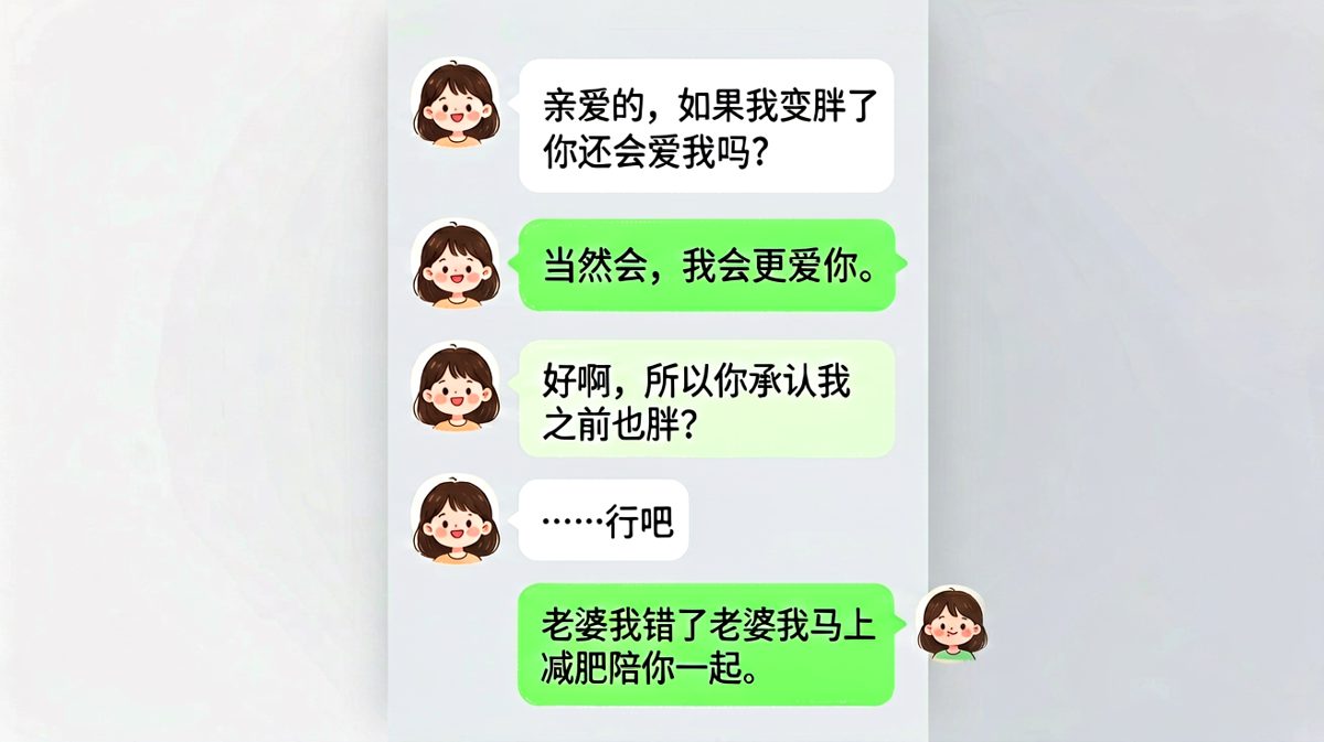 女友抛出一个送命题，男生三秒内完成从自信到跪地求饶的反转。