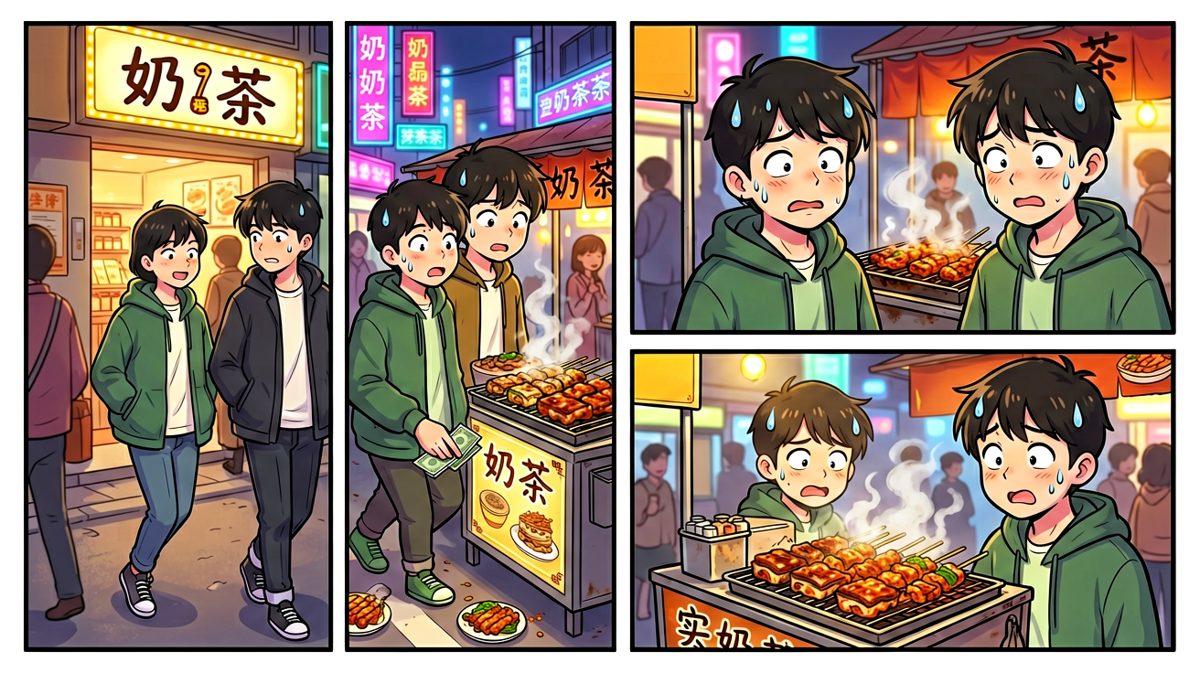 路过小吃街，灵魂开始挣扎