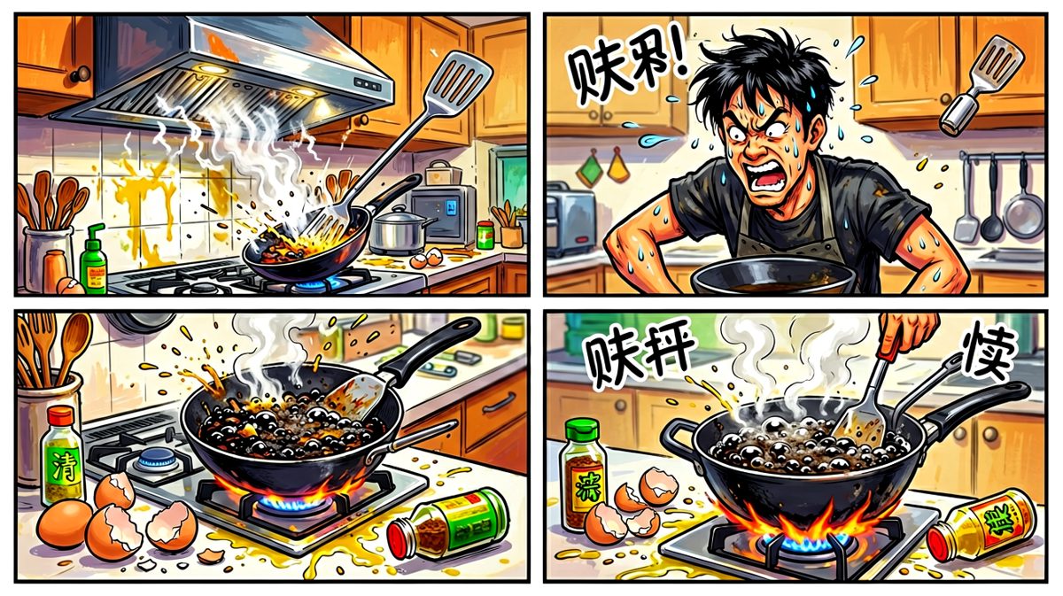 炒菜的过程……怎么说呢，比想象中激烈多了。