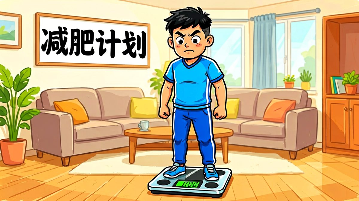 第一天，立誓要减肥，气势满满站上体重秤。