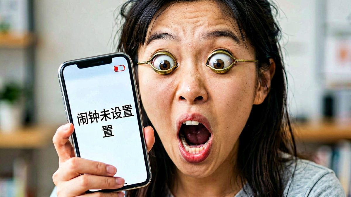 第二格：等等……闹钟根本没设？！