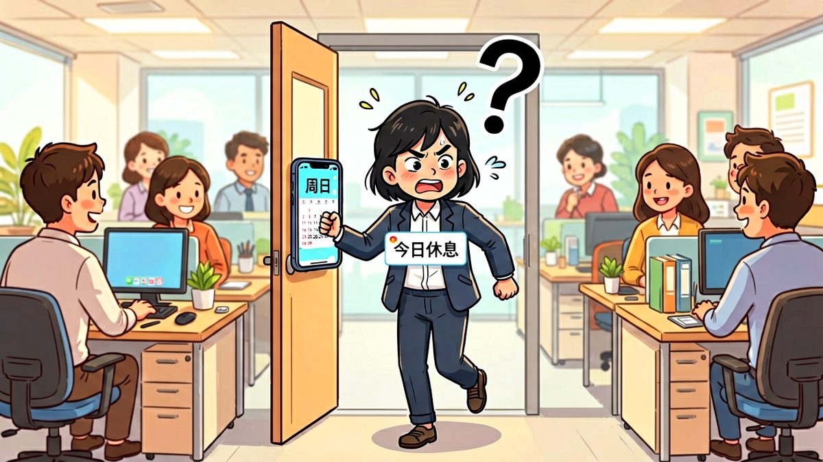 第四格：……原来今天周日。