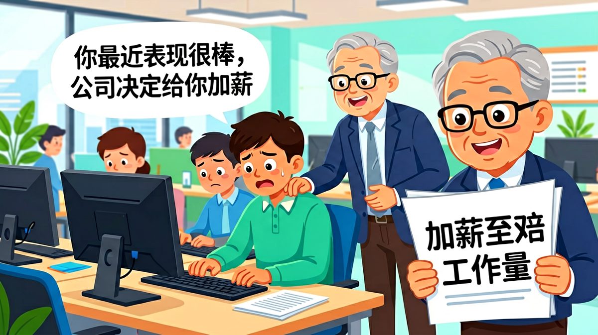老板：给你加薪！员工：真的吗？老板：加到你双倍工作量那种