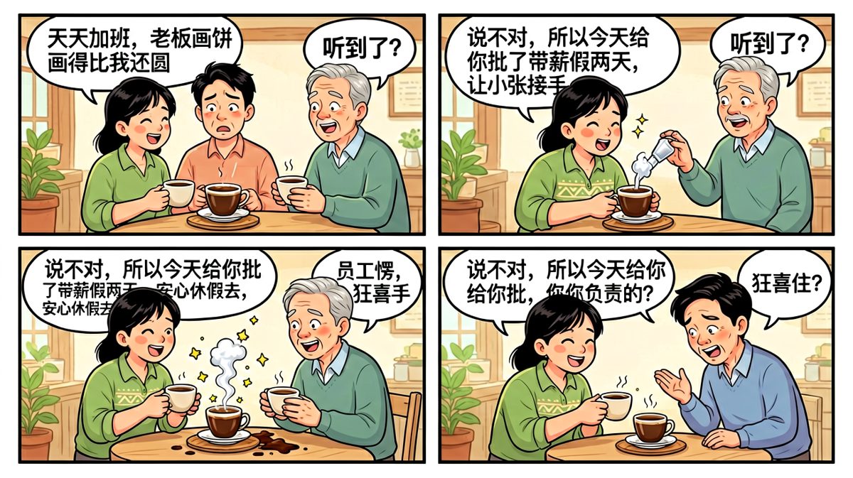 员工吐槽老板画饼被抓包，结果反而被批了带薪假——真正的画饼大师从不背锅