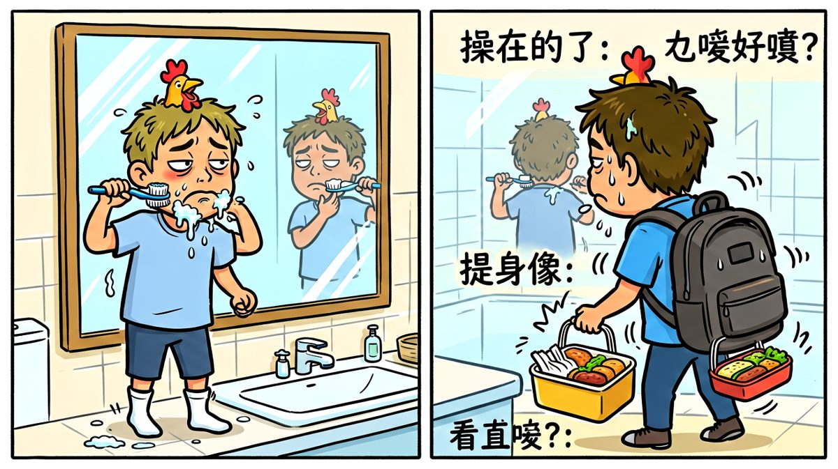 极限早起洗漱，主打一个分秒必争