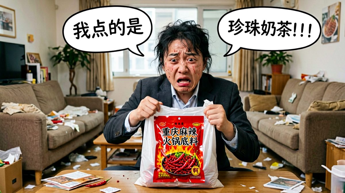 打开一看——全是他妈的火锅底料！