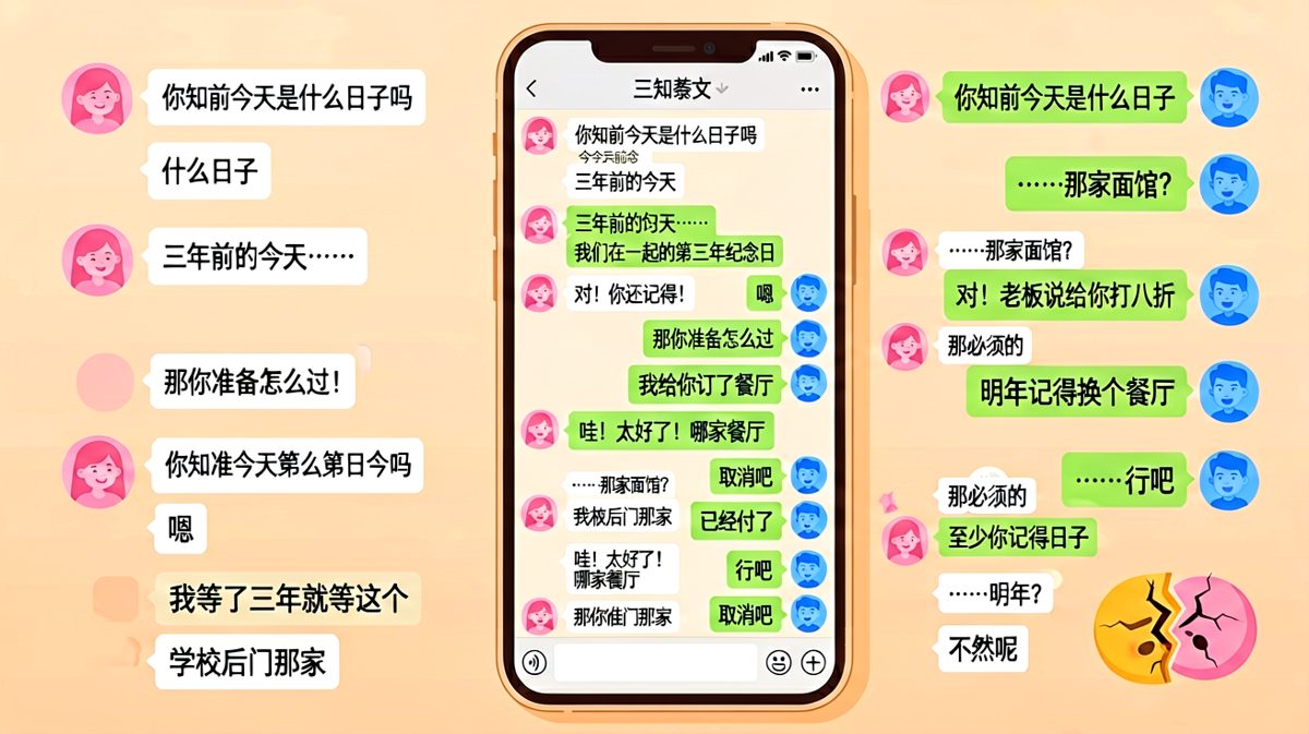 记得纪念日却订了学校后门面馆，爱情死于八折